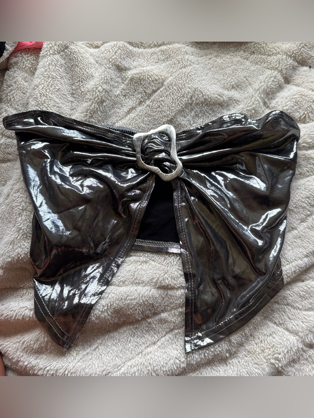 Shiny Metallic Buckle bando top